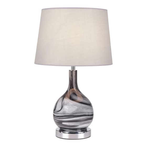 där lighting Laura Ashley Swirl Table Lamp Grey Glass With Shade