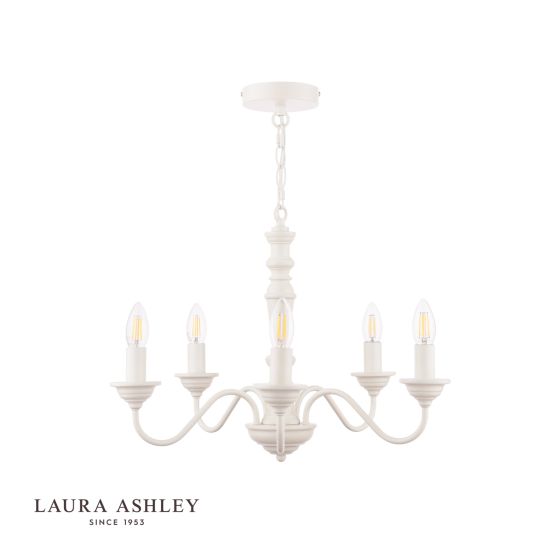 Där Lighting Laura Ashley Tate 5lt Pendant Distressed Off White Fitting Only