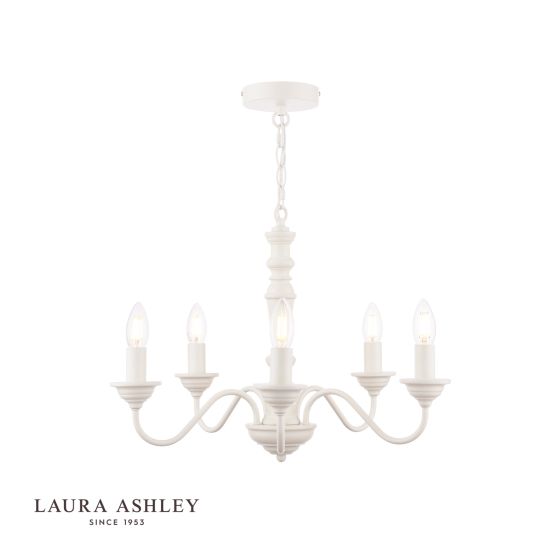 där lighting Laura Ashley Tate 5lt Pendant Distressed Off White Fitting Only