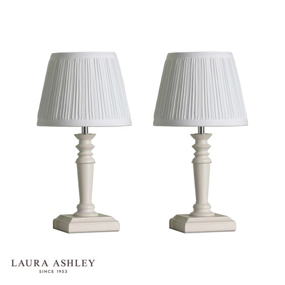 där lighting Laura Ashley Tate Twin Pack Table Lamp Distressed Wood With Shade