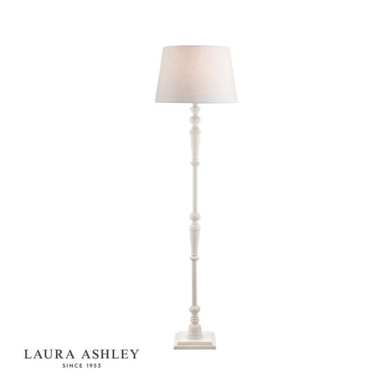 där lighting Laura Ashley Tate Wooden Floor Lamp Distressed Off White Base Only