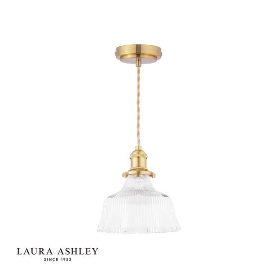 Där Lighting Laura Ashley Theodore Pendant Antique Brass And Ribbed Glass