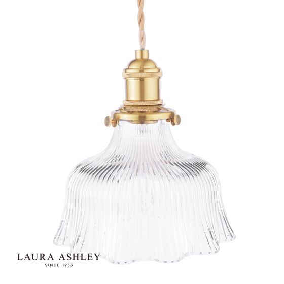 Där Lighting Laura Ashley Theodore Pendant Antique Brass And Ribbed Glass