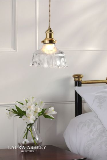 Där Lighting Laura Ashley Theodore Pendant Antique Brass And Ribbed Glass