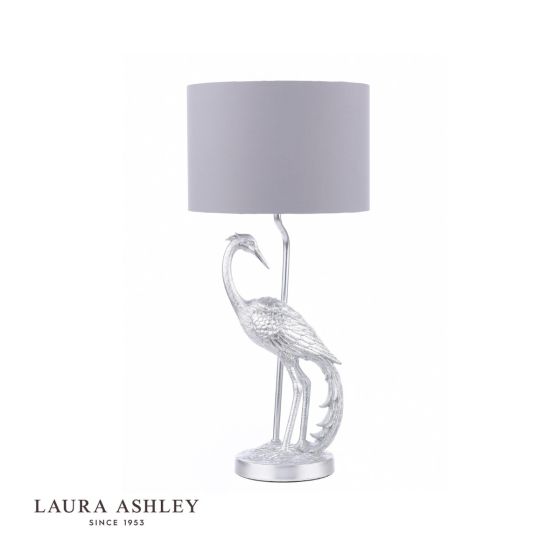 Där Lighting Laura Ashley Tregaron Heron Table Lamp Silver With Shade