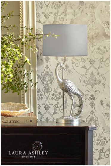 Där Lighting Laura Ashley Tregaron Heron Table Lamp Silver With Shade