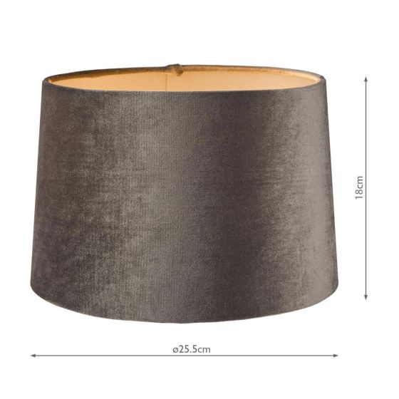 Där Lighting Laura Ashley Velvet Empire Drum Shade Grey 25cm/10 Inch
