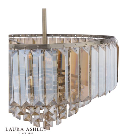 Där Lighting Laura Ashley Vienna 3 Light Semi-Flush Ceiling Light Champagne Crystal And Antique Brass