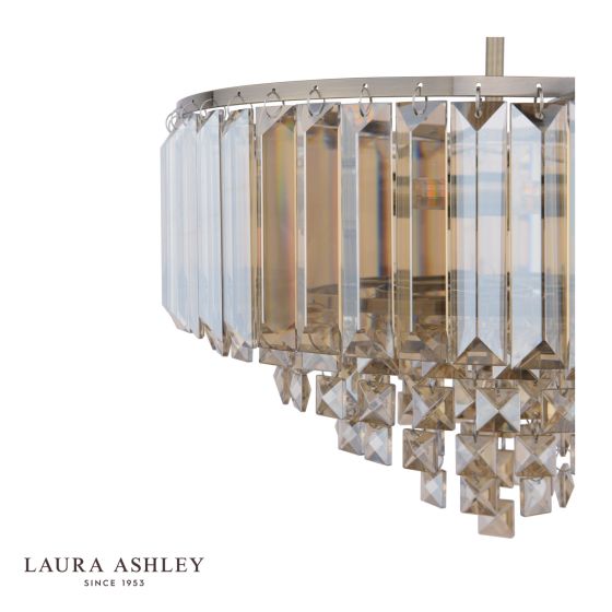 Där Lighting Laura Ashley Vienna 3 Light Semi-Flush Ceiling Light Champagne Crystal And Antique Brass
