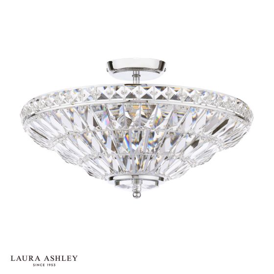 Där Lighting Laura Ashley Vienna 3 Light Semi-Flush Polished Chrome And Crystal