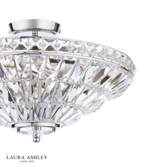 Där Lighting Laura Ashley Vienna 3 Light Semi-Flush Polished Chrome And Crystal