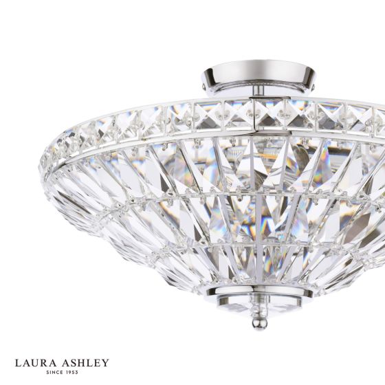 Där Lighting Laura Ashley Vienna 3 Light Semi-Flush Polished Chrome And Crystal