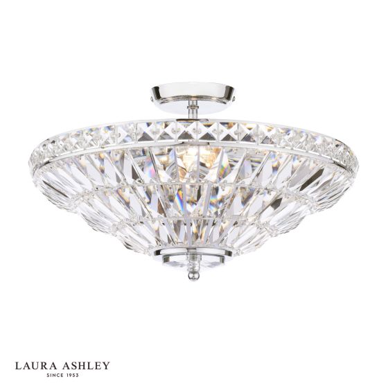 där lighting Laura Ashley Vienna 3 Light Semi-Flush Polished Chrome and Crystal