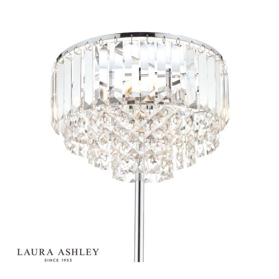 Där Lighting Laura Ashley Vienna 3lt Floor Lamp Crystal & Polished Chrome