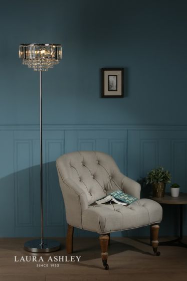 Där Lighting Laura Ashley Vienna 3lt Floor Lamp Crystal & Polished Chrome