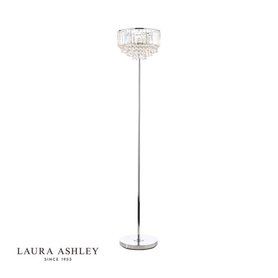 där lighting Laura Ashley Vienna 3lt Floor Lamp Crystal & Polished Chrome