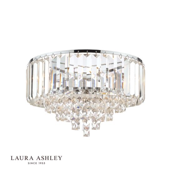 där lighting Laura Ashley Vienna 3lt Flush Crystal Polished Chrome