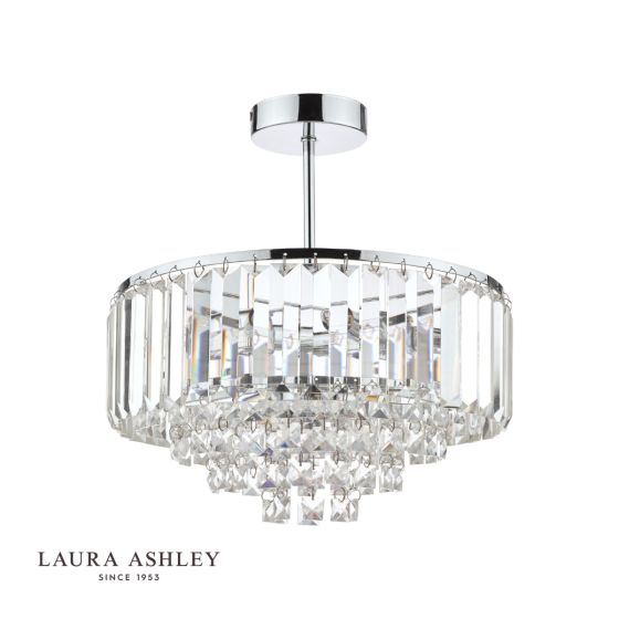 Där Lighting Laura Ashley Vienna 3lt Semi Flush Crystal & Polished Chrome