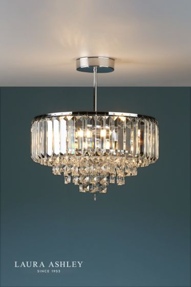 Där Lighting Laura Ashley Vienna 3lt Semi Flush Crystal & Polished Chrome