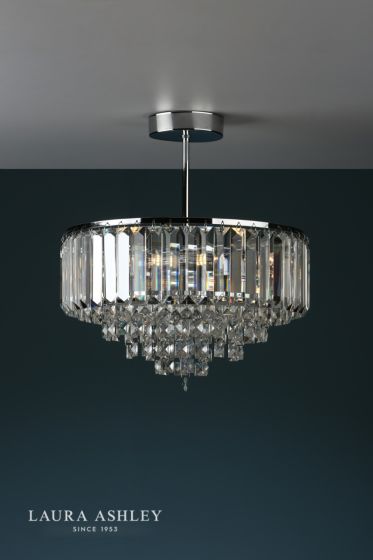 Där Lighting Laura Ashley Vienna 3lt Semi Flush Crystal & Polished Chrome