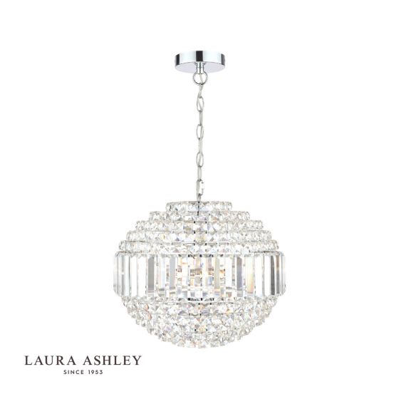 där lighting Laura Ashley Vienna 5lt Chandelier Crystal & Polished Chrome