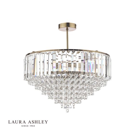 Där Lighting Laura Ashley Vienna 5lt Semi Flush Crystal & Antique Brass