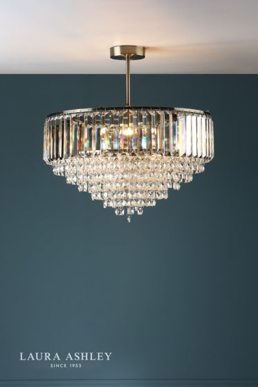 Där Lighting Laura Ashley Vienna 5lt Semi Flush Crystal & Antique Brass