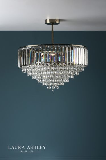 Där Lighting Laura Ashley Vienna 5lt Semi Flush Crystal & Antique Brass