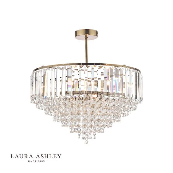 där lighting Laura Ashley Vienna 5lt Semi Flush Crystal & Antique Brass