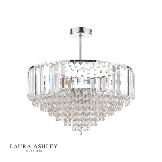Där Lighting Laura Ashley Vienna 5lt Semi Flush Crystal & Polished Chrome