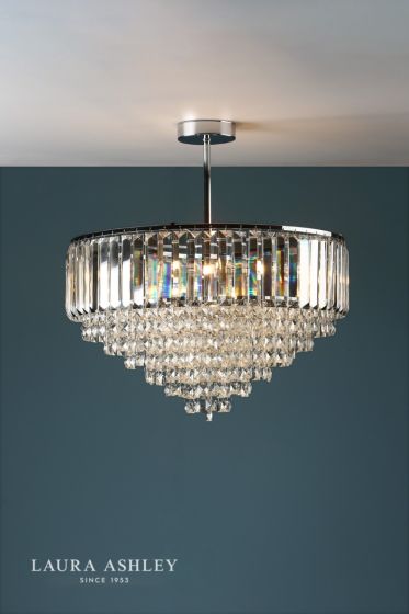 Där Lighting Laura Ashley Vienna 5lt Semi Flush Crystal & Polished Chrome