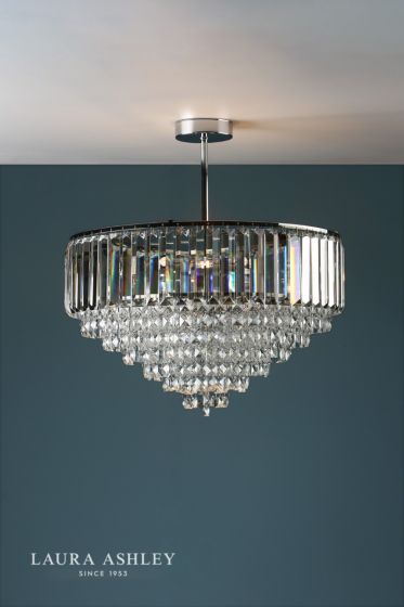 Där Lighting Laura Ashley Vienna 5lt Semi Flush Crystal & Polished Chrome