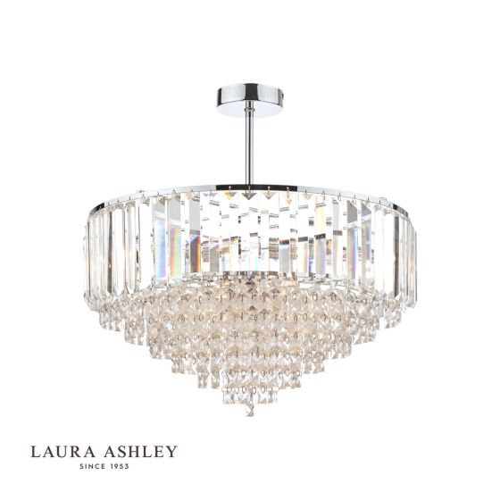 där lighting Laura Ashley Vienna 5lt Semi Flush Crystal & Polished Chrome