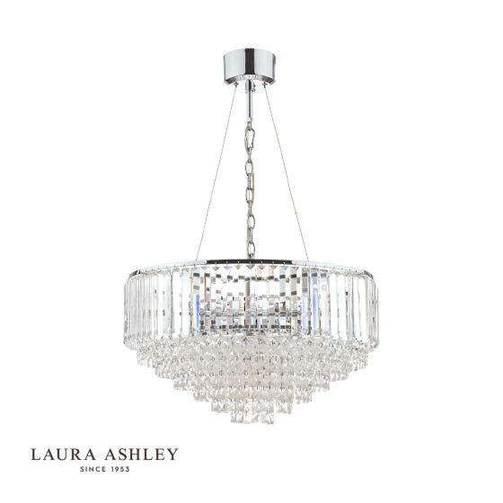 Där Lighting Laura Ashley Vienna 9lt Chandelier Crystal & Polished Chrome