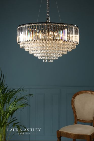 Där Lighting Laura Ashley Vienna 9lt Chandelier Crystal & Polished Chrome