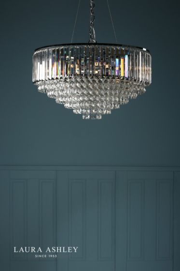 Där Lighting Laura Ashley Vienna 9lt Chandelier Crystal & Polished Chrome