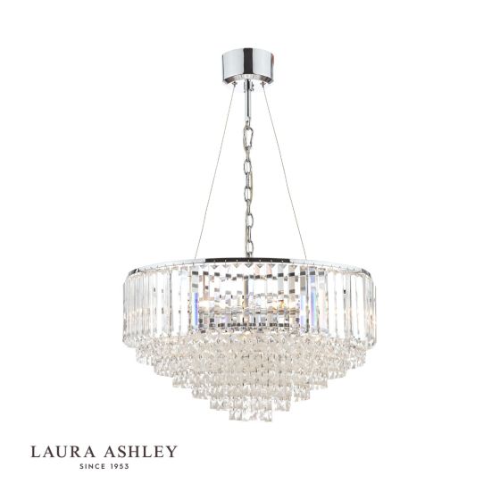 där lighting Laura Ashley Vienna 9lt Chandelier Crystal & Polished Chrome