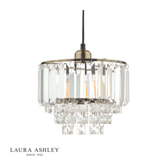 Där Lighting Laura Ashley Vienna Easy Fit Pendant Crystal & Antique Brass