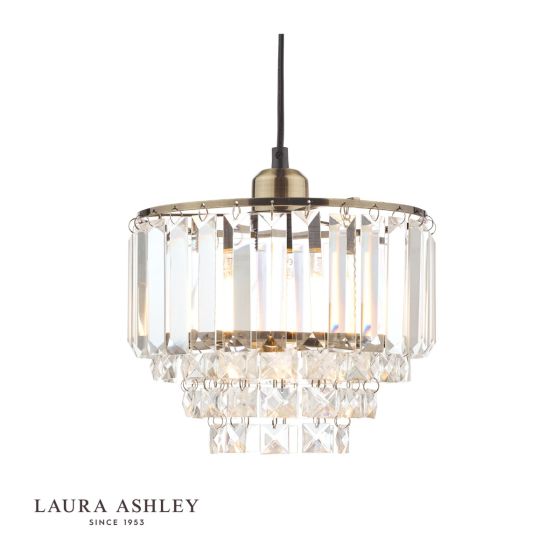 där lighting Laura Ashley Vienna Easy Fit Pendant Crystal & Antique Brass