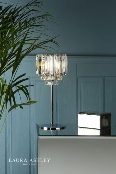 Där Lighting Laura Ashley Vienna Table Lamp Crystal & Polished Chrome