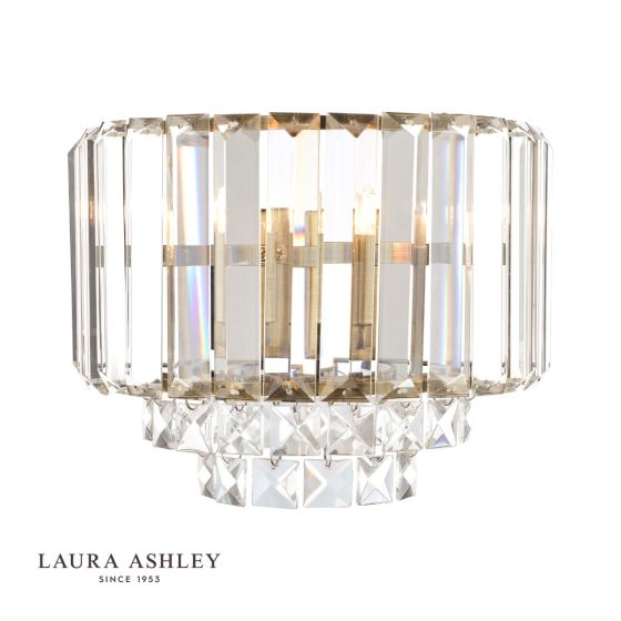 där lighting Laura Ashley Vienna Wall Light Antique Brass Crystal