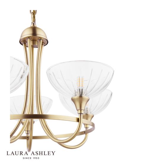 Där Lighting Laura Ashley Wellham 5 Light Armed Pendant Antique Brass And Glass