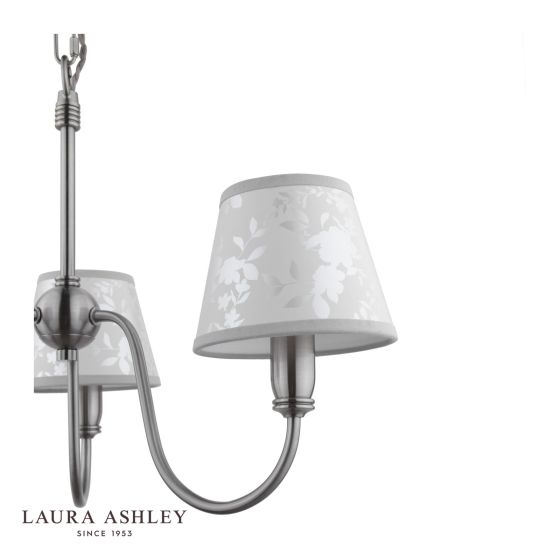 Där Lighting Laura Ashley Westbourne 3 Light Armed Pendant Polished Pewter With Shade