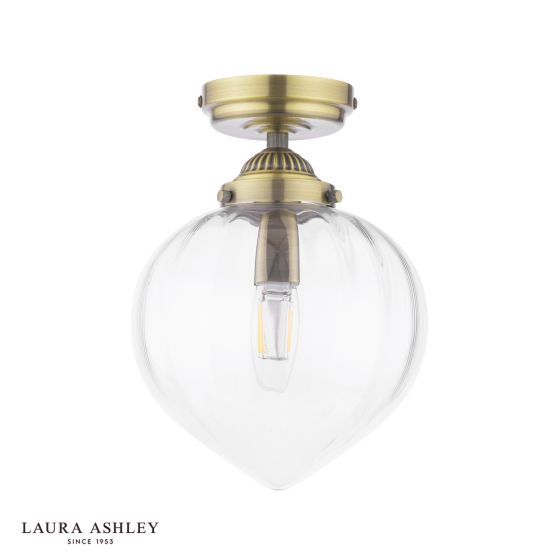 Där Lighting Laura Ashley Whitham Bathroom Ceiling Light Antique Brass And Ribbed Glass IP44