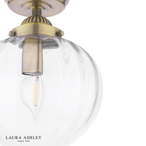 Där Lighting Laura Ashley Whitham Bathroom Ceiling Light Antique Brass And Ribbed Glass IP44