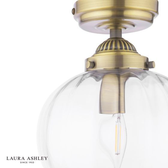 Där Lighting Laura Ashley Whitham Bathroom Ceiling Light Antique Brass And Ribbed Glass IP44