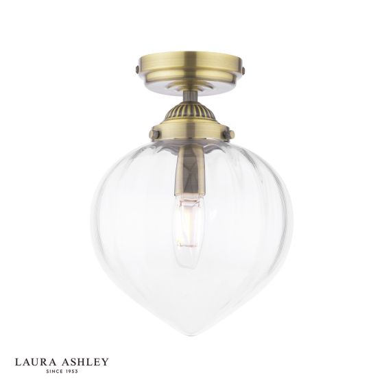 där lighting Laura Ashley Whitham Bathroom Ceiling Light Antique Brass and Ribbed Glass IP44