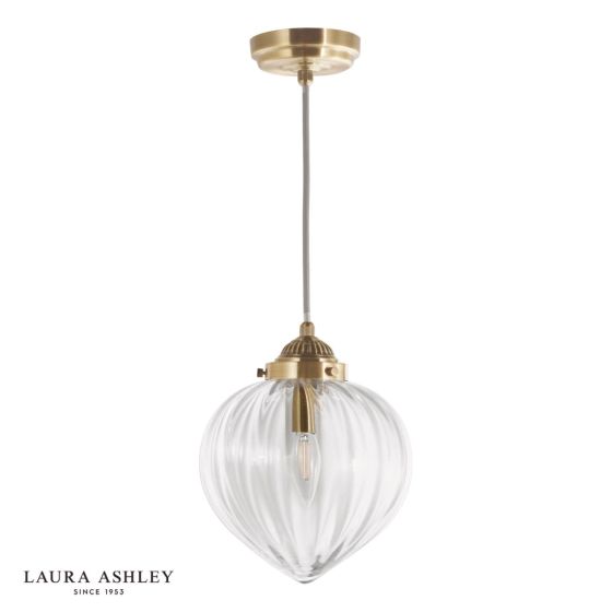 Där Lighting Laura Ashley Whitham Pendant Antique Brass And Glass
