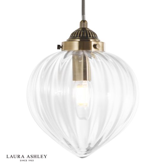 Där Lighting Laura Ashley Whitham Pendant Antique Brass And Glass