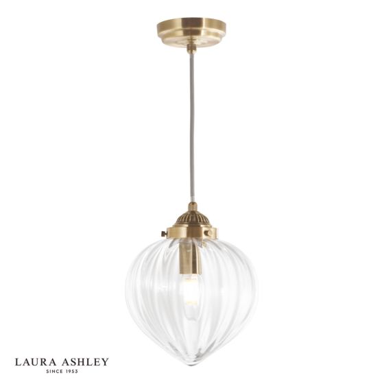 där lighting Laura Ashley Whitham Pendant Antique Brass and Glass